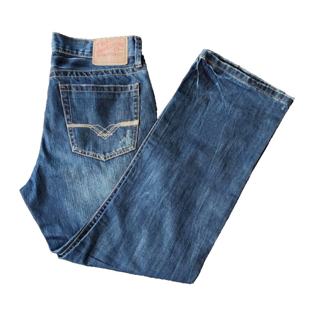John B Stetson Riveted Denim Modern Straight Leg Jeans‎ Size 32x30